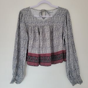 Arizona Jean Boho Ditsy Flower Cropped Blouse‎ Top XL